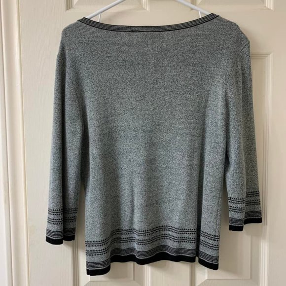 🌷3 for$20🌷Emma James, US M, Grey Bow Detail 3/4 Sleeve Square Neck Knit Top - Picture 4 of 9